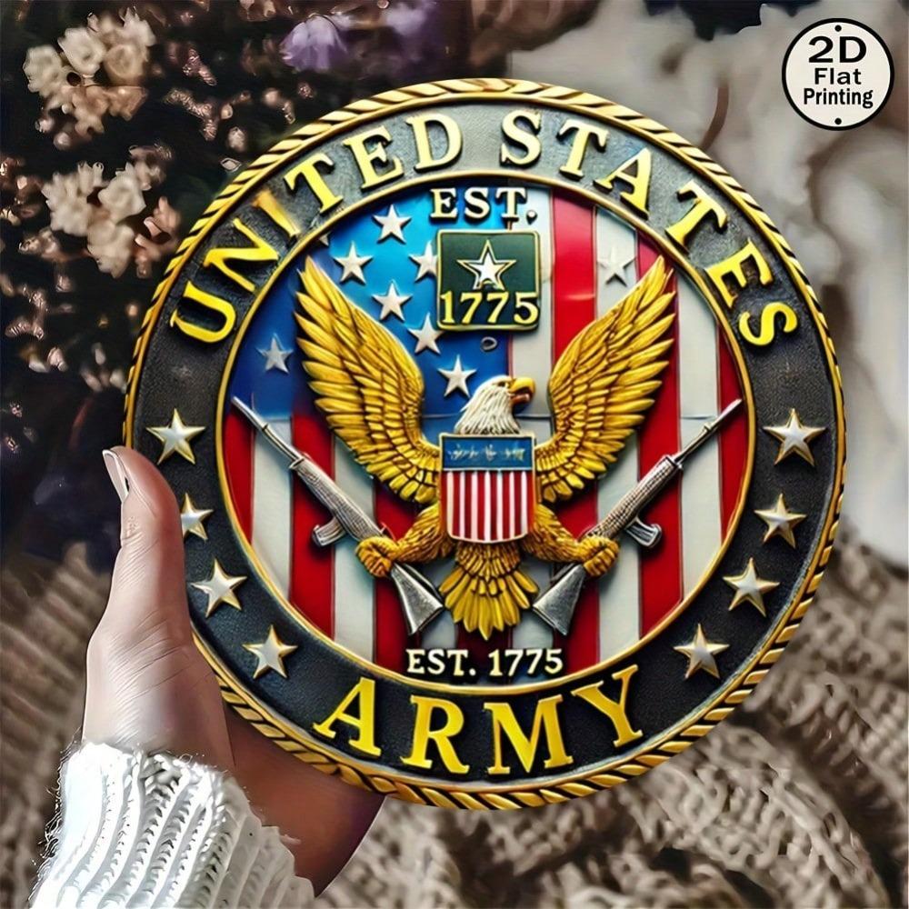American Army Vintage 8 Inch Round Metal Sign Wall Decor Gift Home Cafe