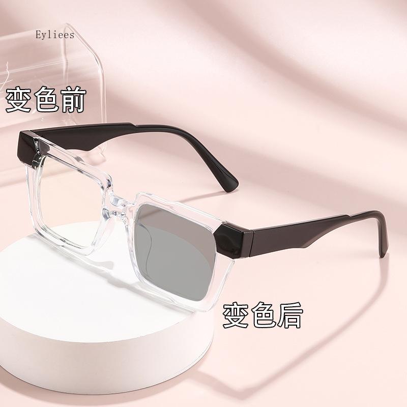 European Style Oversized Square Sunglasses Photochromic UV Protection Flat/Myopia Glasses Fashion Color Mix Retro Design