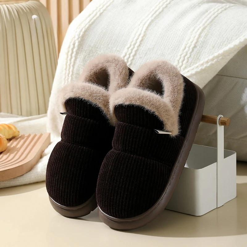 

2024 Новые зимние теплые хлопковые туфли, высокие женские туфли на толстой подошве из нескользящего хлопка для мам 44-45 светло-коричневого