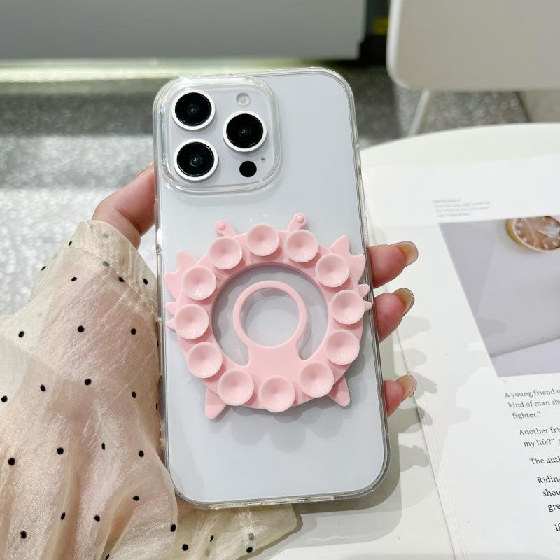 Silicone Suction Phone Stand: Anti-Slip, Magnetic, Finger Ring Holder for Desktops