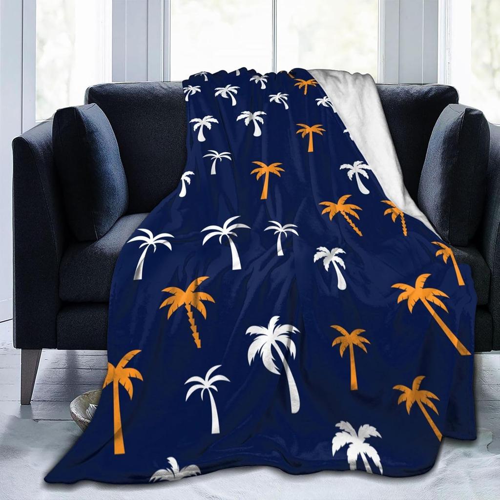 Coconut Palm Tree Throw Blankets All Season Ultra Soft Warm Summer Tropical Theme Fleece Blanket for Home Bed Sofa Couch Chair O