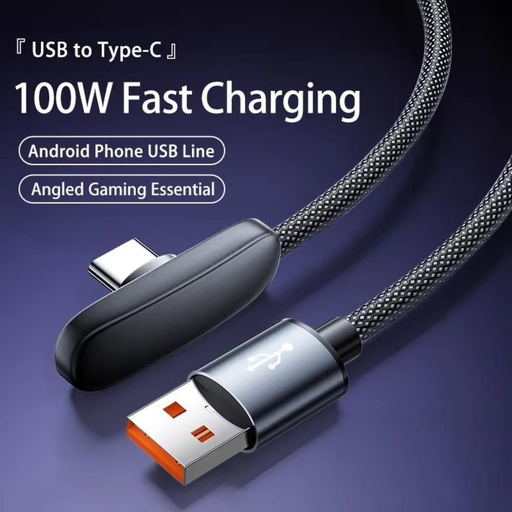 90 Degree 100W Super Charging Cable Type-C To Type-C Data Transfer Cables Portable Type C Cable