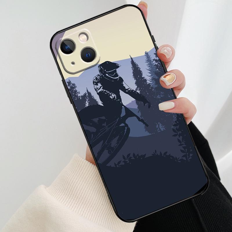 Bike Cycling Art Phone Case For iPhone 11 12 13 14 15 16 Pro XS Max Mini Cover For iPhone X XR Plus Back Case