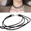 Colier choker cu mărgele din oțel titan, simplu, cu șnur din piele întoarsă, lanț pentru claviculă, bijuterii de petrecere, colier guler dulce și cool