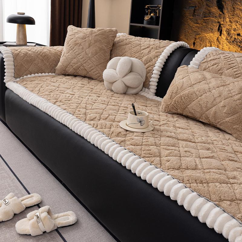French Style High Weight Taffeta Velvet Sofa Cover New Autumn Winter Thick Durable Non-Slip One-Piece Cushion Sofa Cover