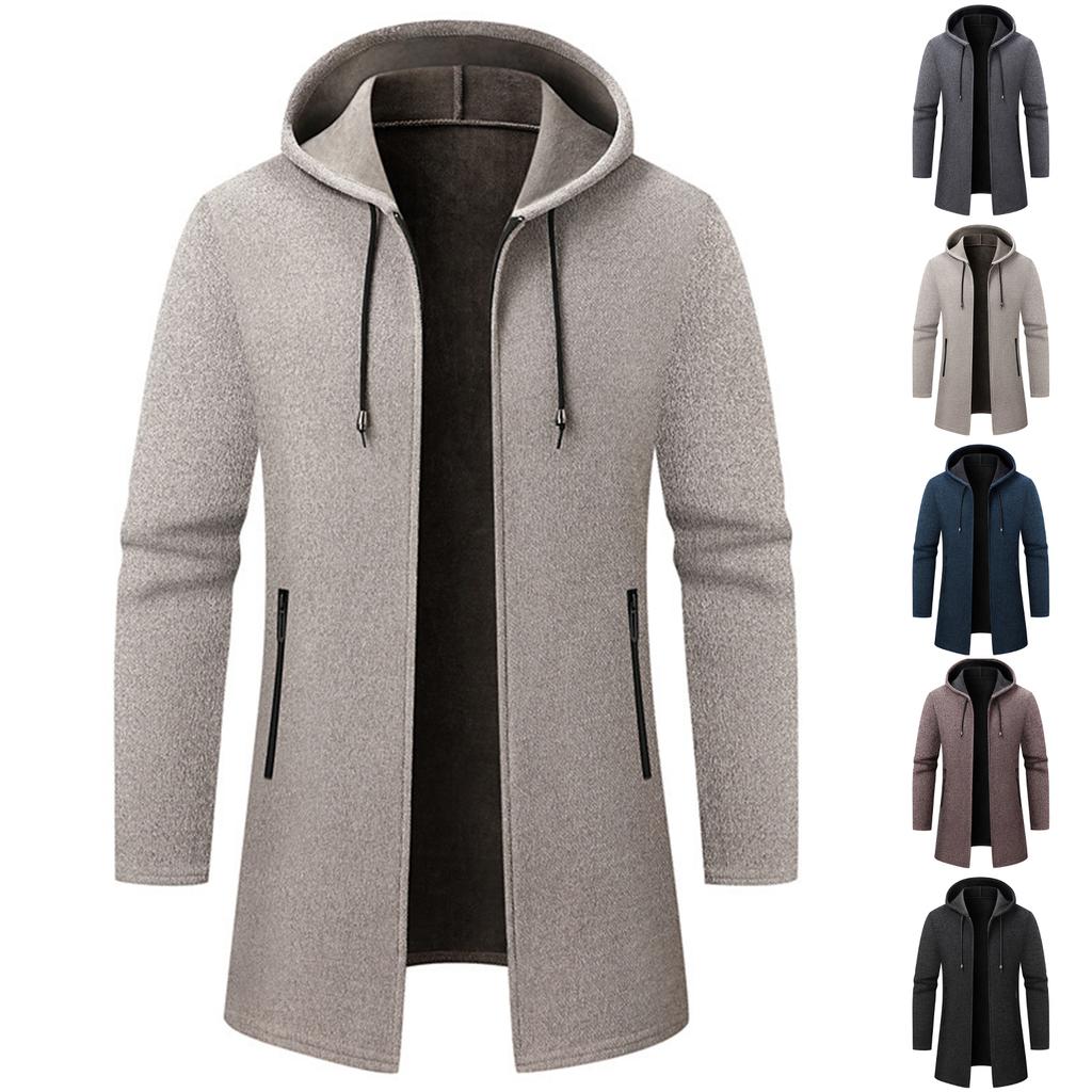 Chaqueta Cárdigan Suéter de Color Sólido para Hombre Suéter de Chenilla Grueso con Capucha Popular para Hombre