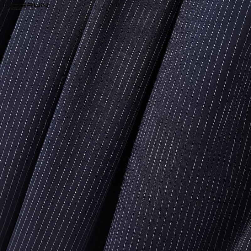 INCERUN Herren Freizeit Elastischer Bund Gestreifte Lange Weite Beine Hosen
