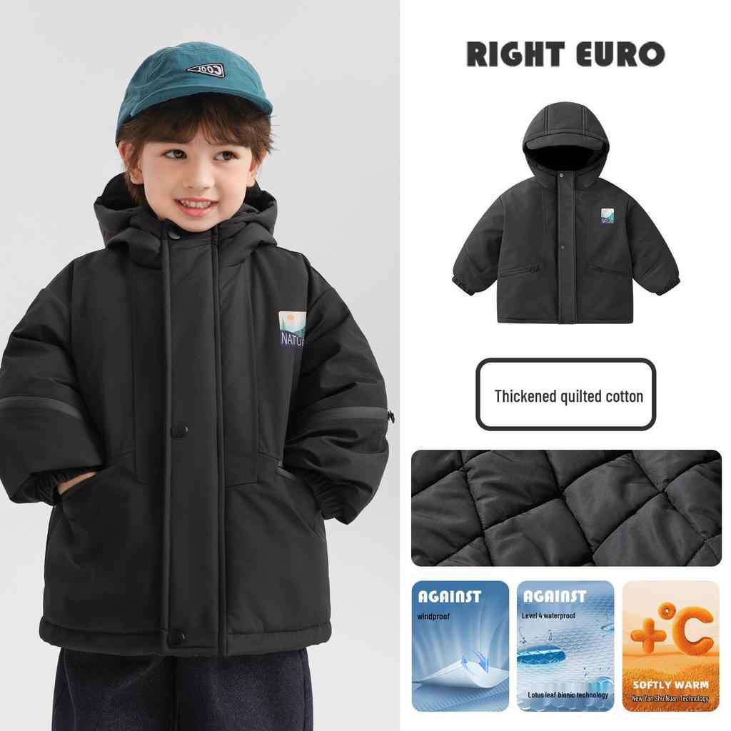 European Boys' Warm Waterproof Cotton Jacket - Winter 2025 Collection for Toddlers & Children