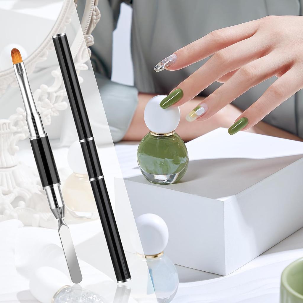 Gel Brush & Picker 2 IN 1 Design Nail Brush and Spatula,Gel Nail Brush Tool for Acrylic Nails Extension Gel