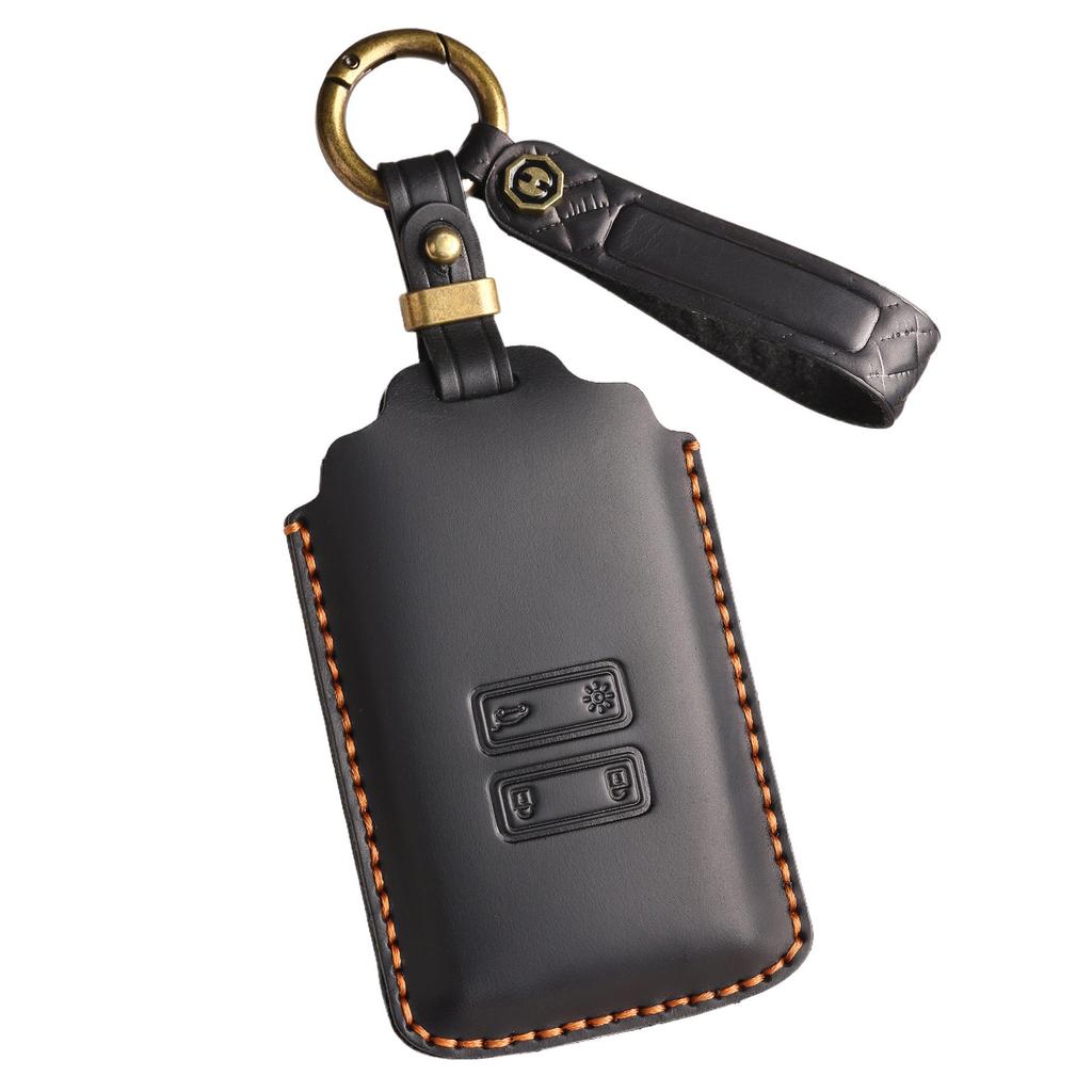Leather Key Cover for Dongfeng Renault Koleos - Retro Style Protective Shell with Buckle