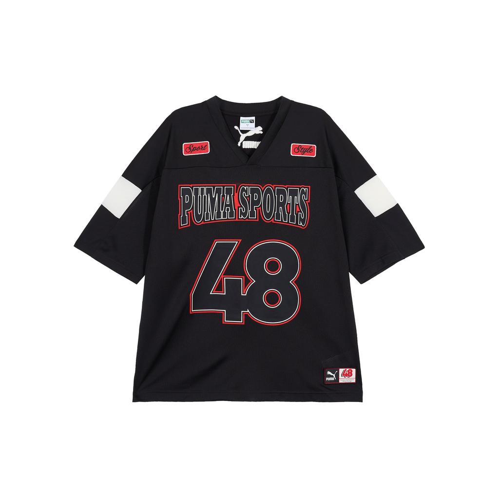 Puma Letter And Number Print Casual Short Sleeve Drop Shoulder T-Shirt Men Tops Black 623425-01