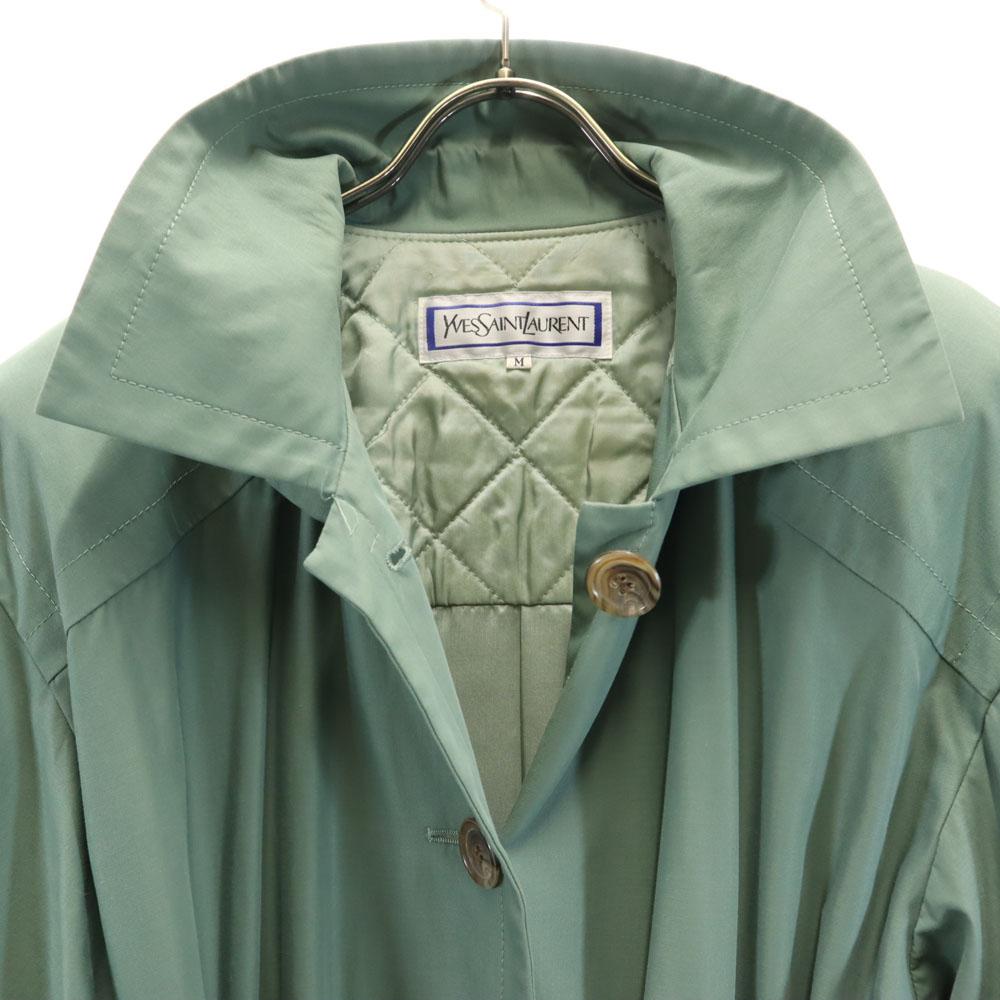 Yves Saint Laurent 90s Old Stainless Collar Coat M Green System Women Used