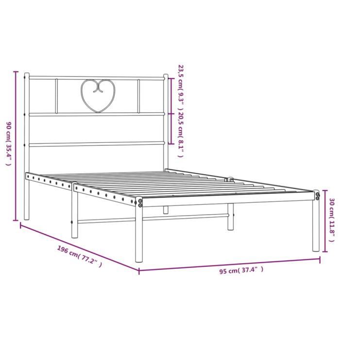 VidaXL Metal Bed Frame with Headboard Black 90x190 Cm 355455