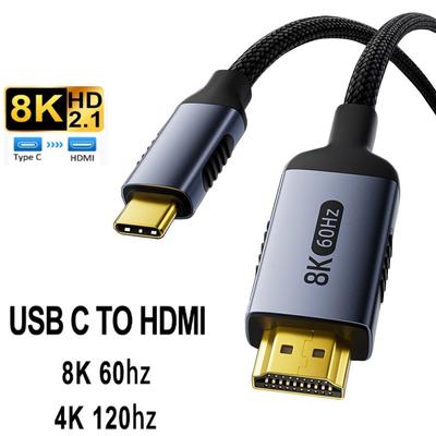 Kábel USB-C na HDMI HDTV 4K@120Hz 8K@60Hz Kábel USB-C na HDMI pre Air iPad TV Konvertor MacBook USB-C HDMI Adaptér