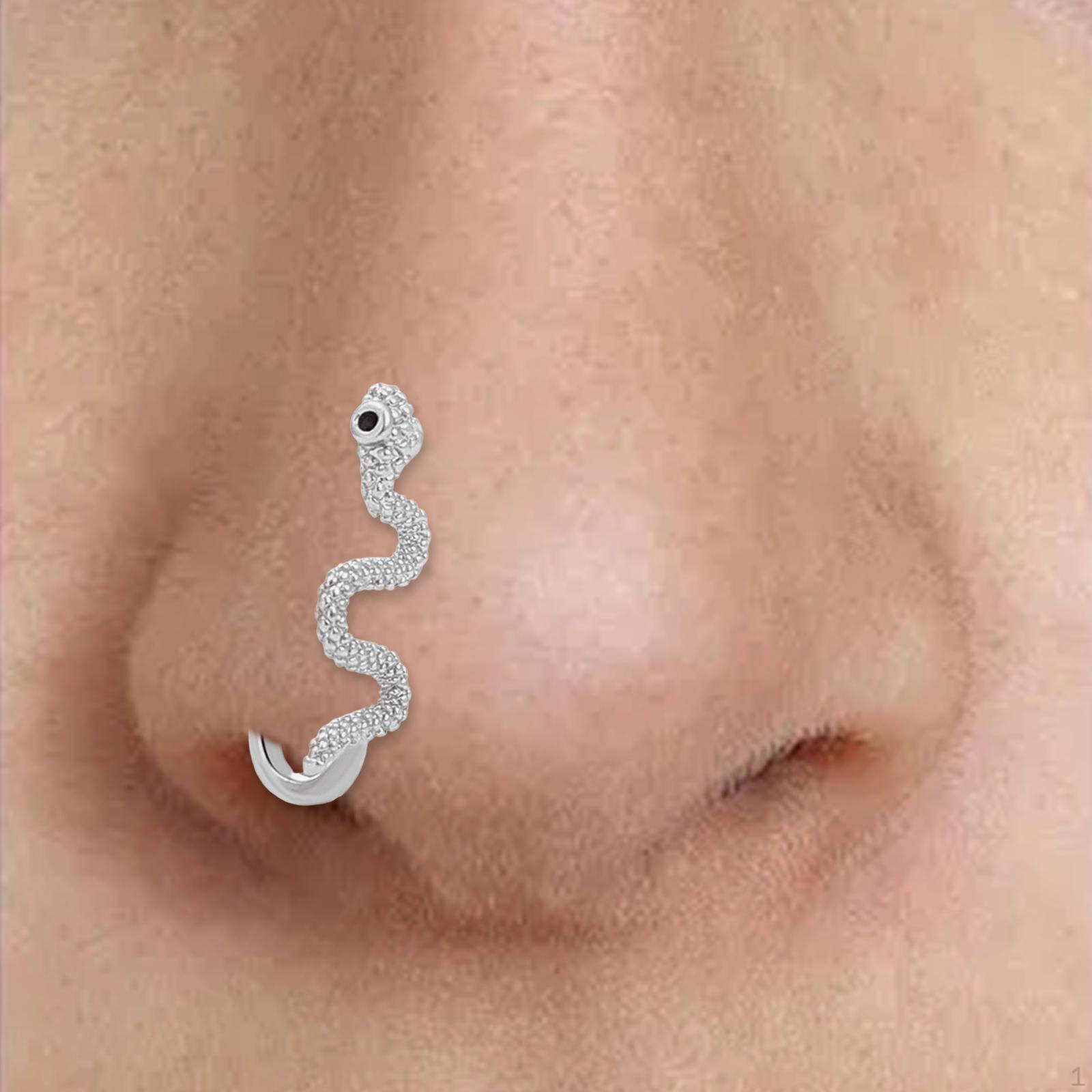 

Snake Nose Ring Body Jewelry Durable for Women Girls Non Puncture Tragus Comfortable to серебряный