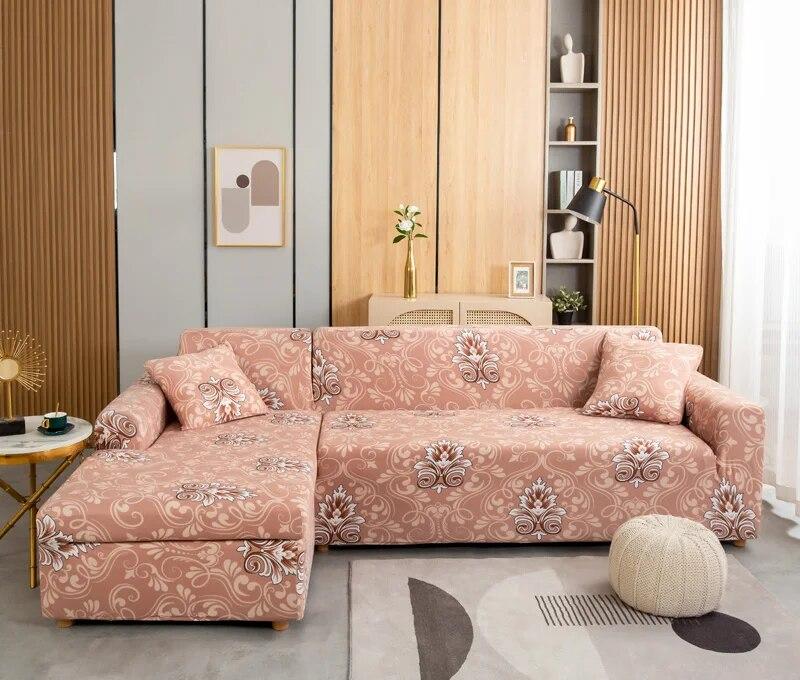 Spandex Modern Polyester Corner Sofa Couch Slipcovers Printed Elastic Sofa Cover Chair Protector L Shape Need 2 Pieces