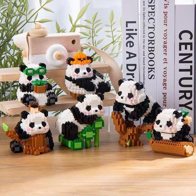 Creativi mini animali in stile cinese, fai da te, assemblabili, panda, giocattoli educativi per bambini, modello in mattoncini