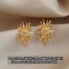 Irregular Ddesign Flower Explosion sShaped Earrings Copper Alloy Micro Inlaid Zircon Accessories Unusual Jewelry For Womens