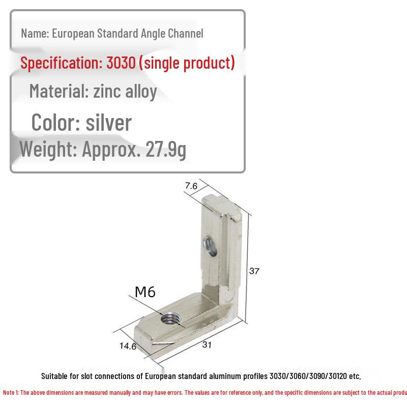 European Aluminum Profile Accessories: Silver Internal Corner & Black Right Angle Connector