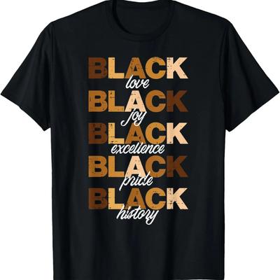T-shirt Histoire des Noirs Amour Joie Fierté Femmes Hommes Enfants
