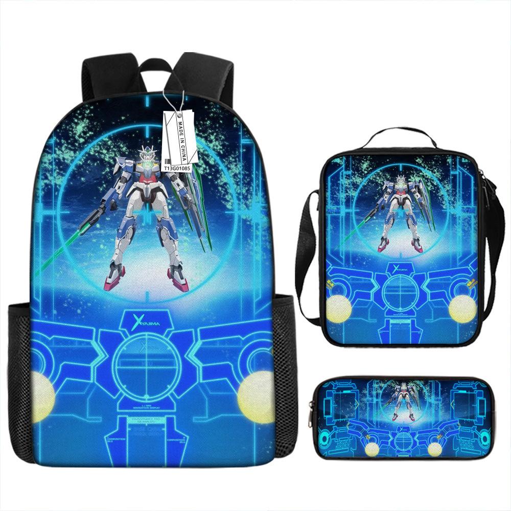 Gundam Mecha Schultasche Jungen und Grundschüler Ultraleichter Rückenschutz Rucksack Jungen Animation Kinderrucksack Dreiteiliges Set