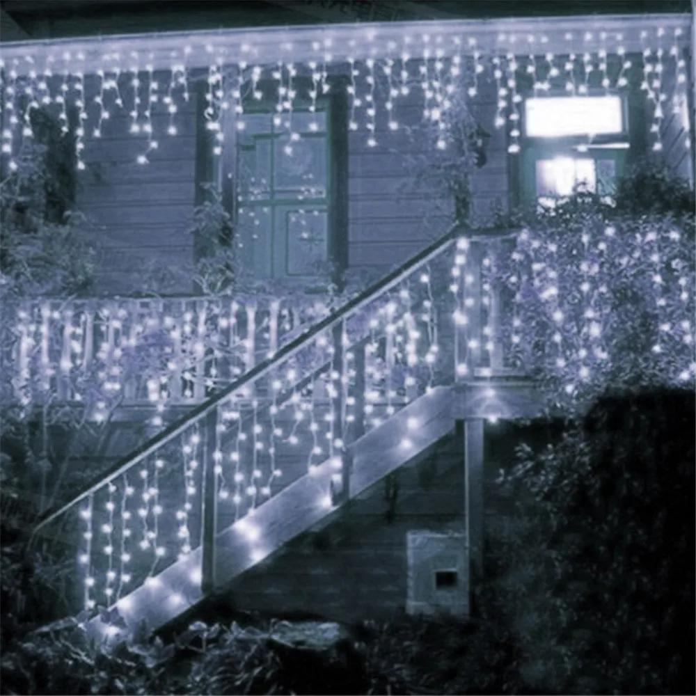 EU Plug Outdoor Light Garland for Home Garden Party DecorationLED Snowflake Curtain Icicle Fairy String Lights Christmas Lights