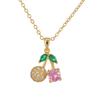 Fresh‑Sweet‑Tone Small‑Cherry Micro‑Inlaid Women Necklace, Fashion Temperament Versatile Exquisite High‑Sense Collarbone Neck Accessories