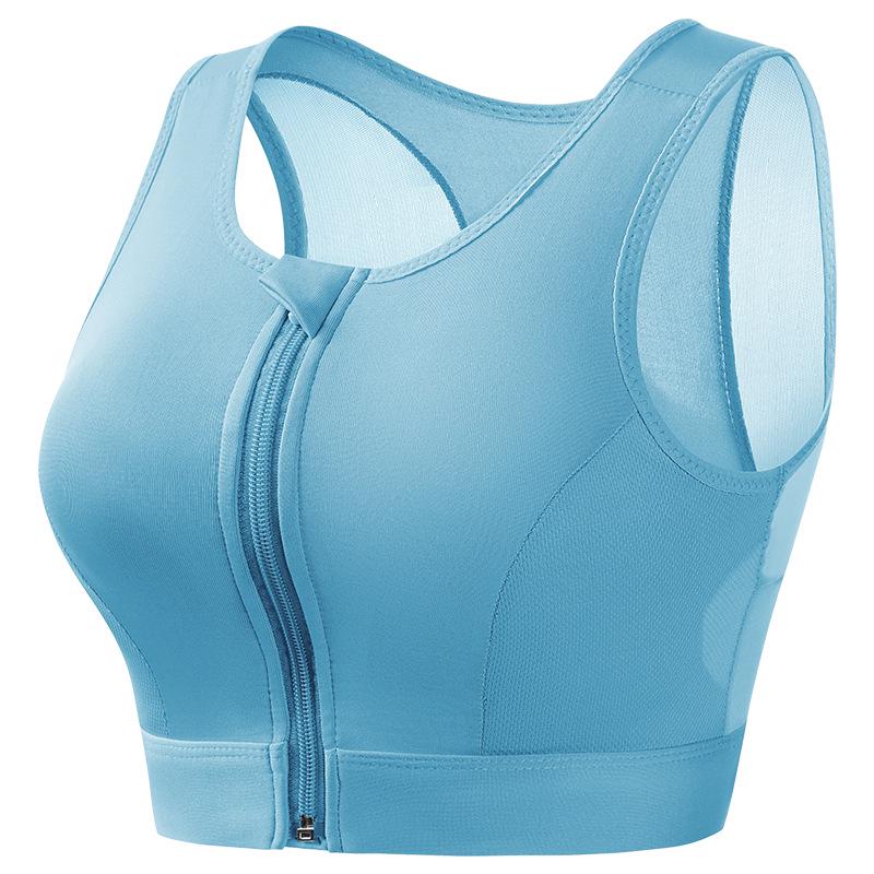 Women's Wireless Sports Bra - Front Zipper, Anti-Sag, Shockproof, Plus Size, Beautiful Back Design for Fitness and Running