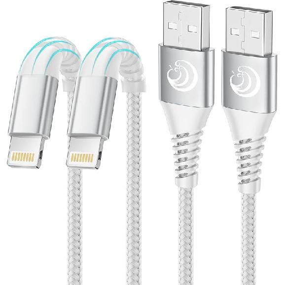Зарядное устройство для iPhone [Сертифицировано Apple MFi] 2 шт. 10 футов (3 м) Длинный кабель Lightning Быстрая зарядка Плетеный нейлоновый USB-кабель Зарядный шнур для iPhone Совместим с iPhone