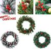 118236in Christmas Wreath Snowy Red Ribbon Berries Pine Cone Decor Xmas Gift