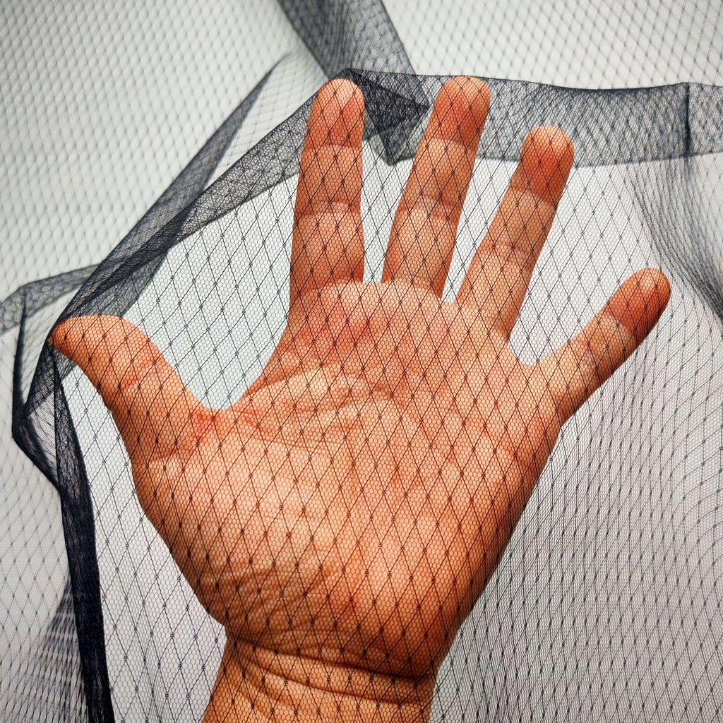 Black & White Transparent Diamond Lace Soft Mesh Fabric for Sexy Base Layer Clothing