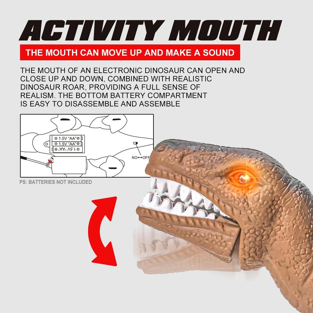 Electric Dinosaur Toy, Realistic Roaring Dinosaur with Walking Motion and LED Lights, Educational and Fun Toy for Kids