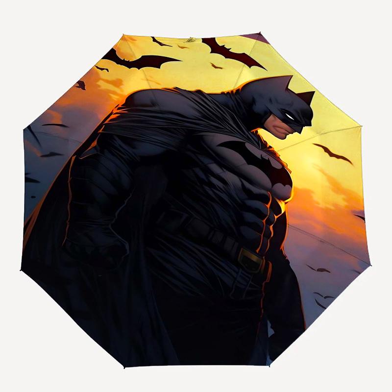 1pc Batman Night Automatic Folding Umbrella - Compact 8-Rib Design, Durable Plastic & Iron1297L