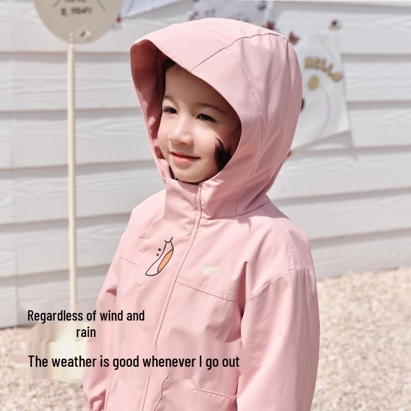 Balabala Baby Unisex Windproof Water-Repellent Fleece-Lined Hooded Jacket 120