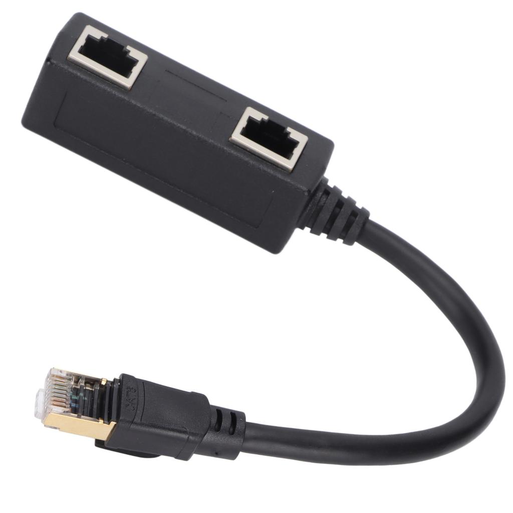 Ethernet Splitter Practical Stable Reliable Durable Black CAT8 Network Cable Adapter for Home Office