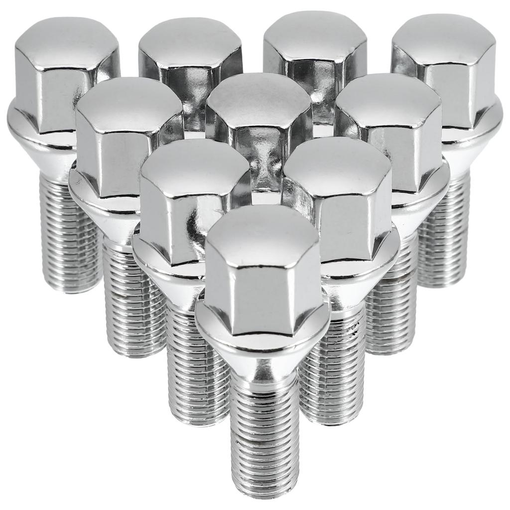 UXCELL Wheel Bolts, 60° Taper, Chrome Taper Seat, Lug Nut Stud Set, 17mm Shank, M12x1.5, 26mm, 10 Pieces