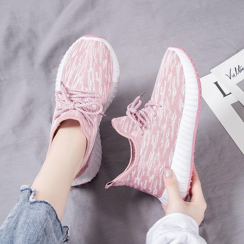 2024 spring and summer new fly-woven women's shoes Korean version trend casual breathable mesh sneakers coconut crab