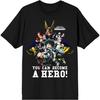 Mens My Hero Academia Anime Cartoon Characters Black Graphic Tee