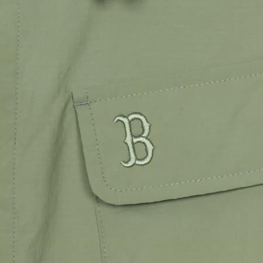 MLB Solid Color Polo Button-Up Multi-Pocket Short Sleeve Shirt Unisex shirts Green 3AWSB0453-43KAP