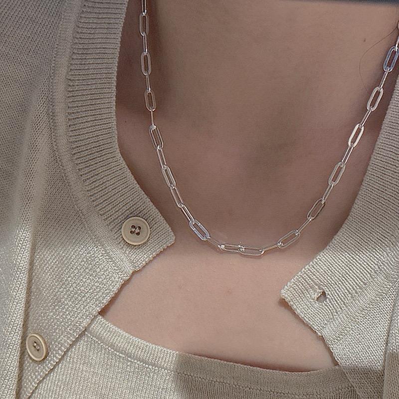 S925 Sterling Silver Necklaces For Women Simple Minimalist Pendant Necklaces Hollow Simple Chain Necklace Birthday Gift