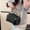 Fashi Chinese-Style White Pearl Embroidered Handbag Vintage Metal Clasp Evening Clutch Fringe Pendant Women's Handbag