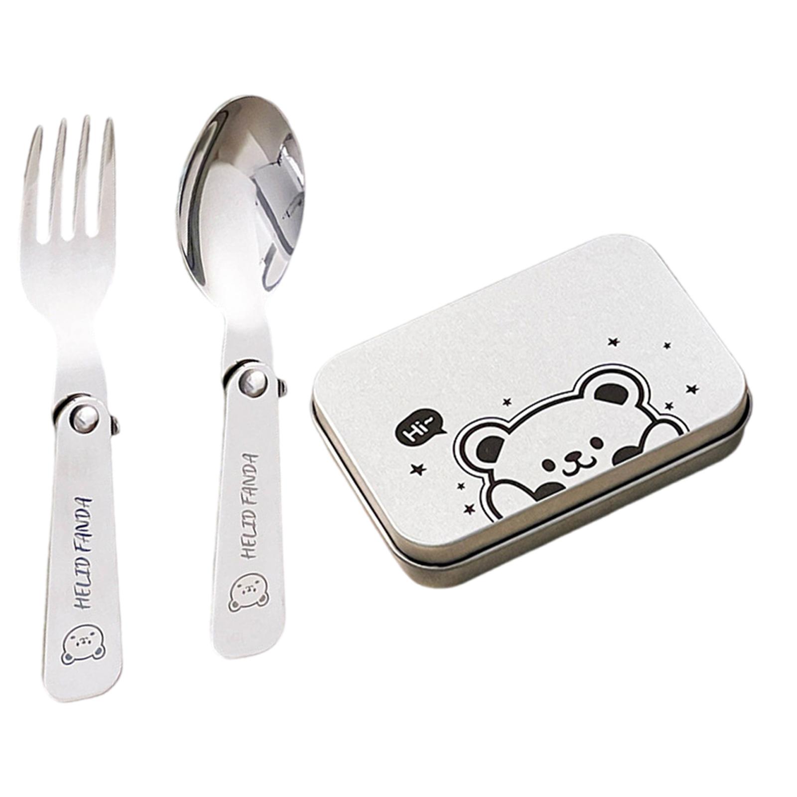 

Outdoor Metal Tableware Folding Camping Cutlery with Storage Box Fork Spoon Travel Utensils for Outdoor Picnics Dining 1