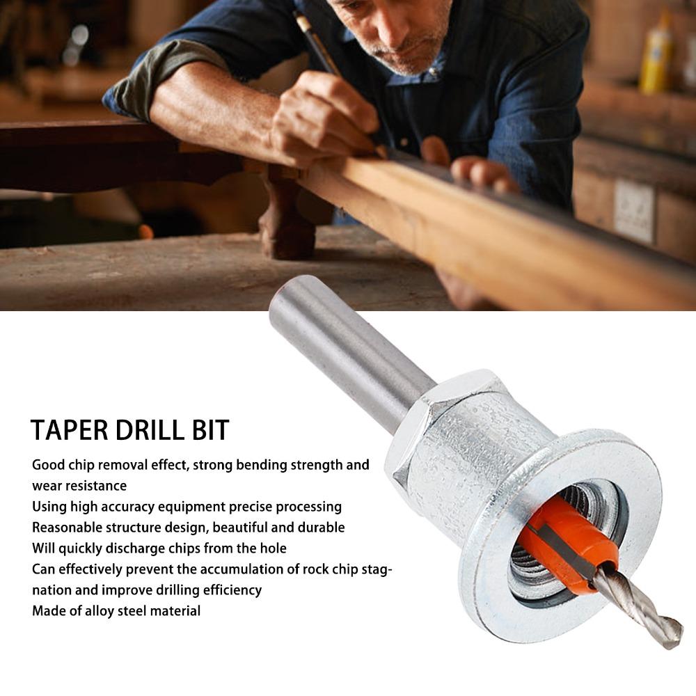 3.5 x 8mm Adjustable Depth Bit Silver Color Taper Hole Drill Woodworking Drill Bit Woodworking