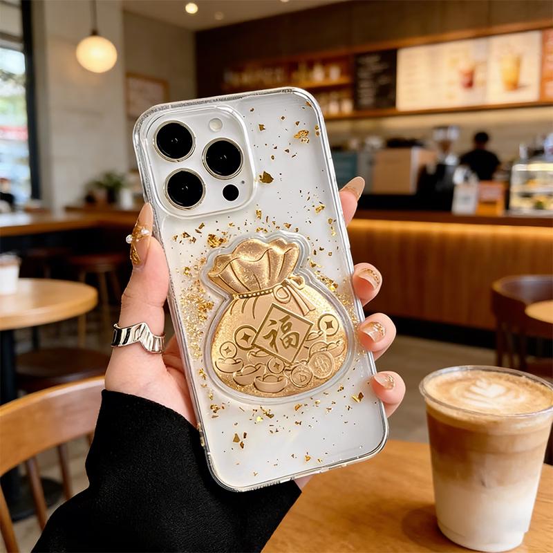 Langling Gold Foil Lucky Bag Transparent Anti-Fall iPhone Case iPhone 15 Pro