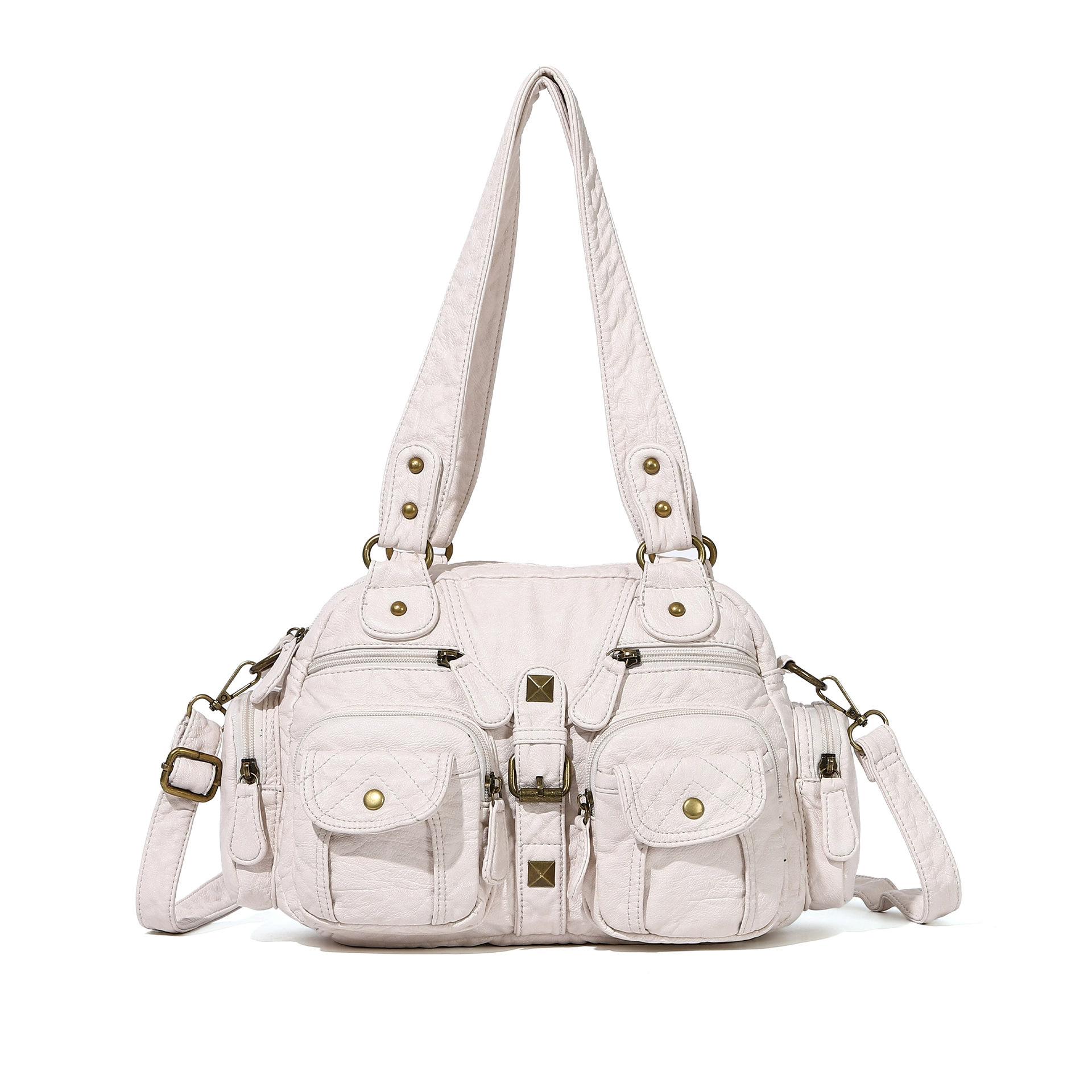 

New European and American Washed Women s Handbag Simple Commuting Versatile Shoulder Bag Soft Leather Crossbody Tote Bag