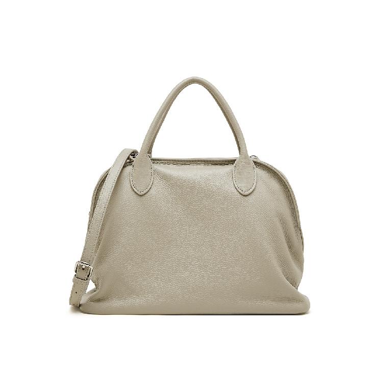 2025 New Bowling Bag Tote Bag Retro Minimalist Style Top Layer Cowhide Handbag Shell Bag Genuine Leather Women's Bag