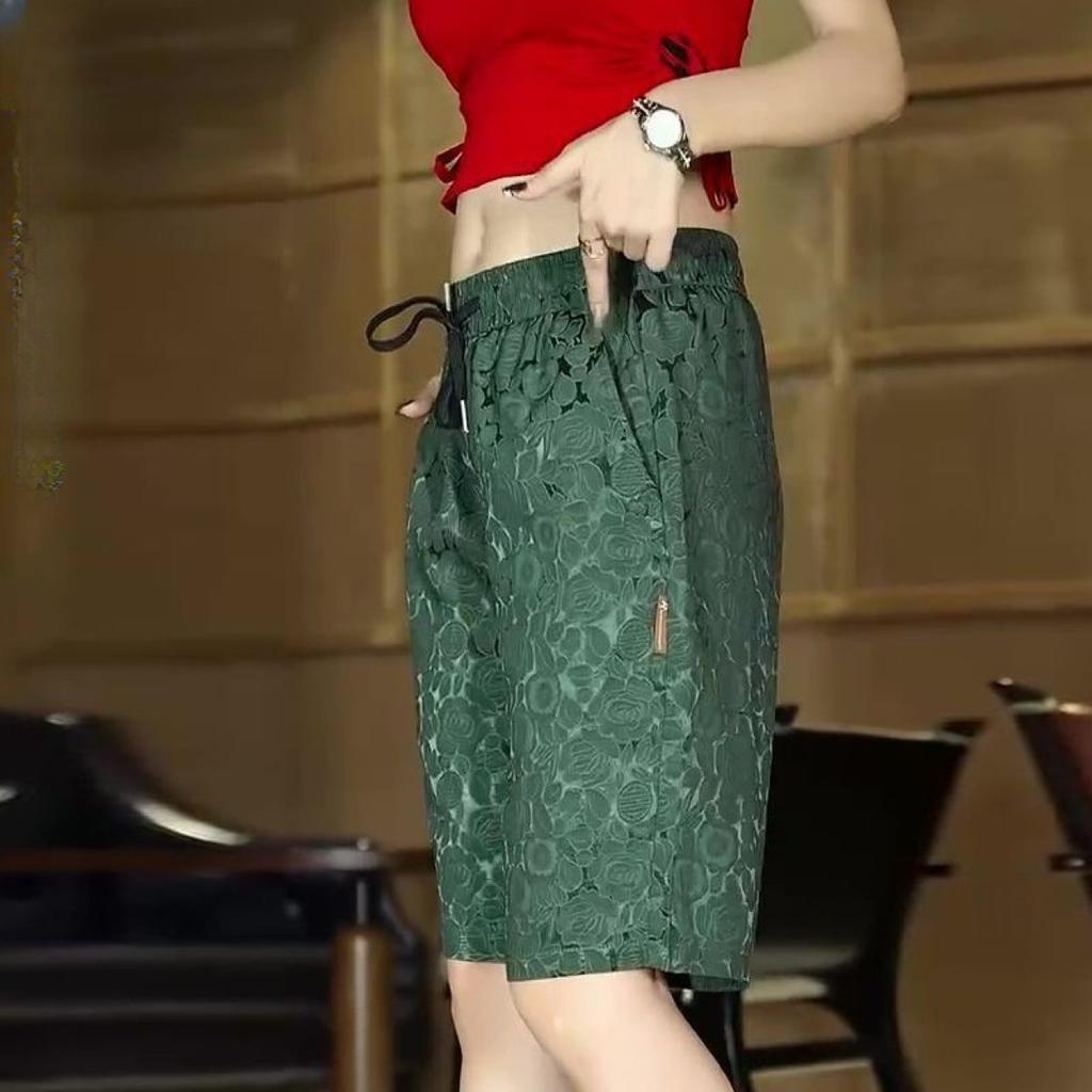 Jacquard Ice Silk Five-point Pants Men's Straight Loose Summer Casual Shorts Quick-drying All-match Breathable Pants