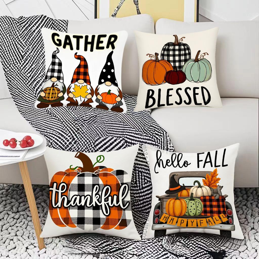 Thanksgiving Digital Letter Printed Harvest Festival Atmosphere Pillow Decoration Living Room Home Pillow Cushion Cover