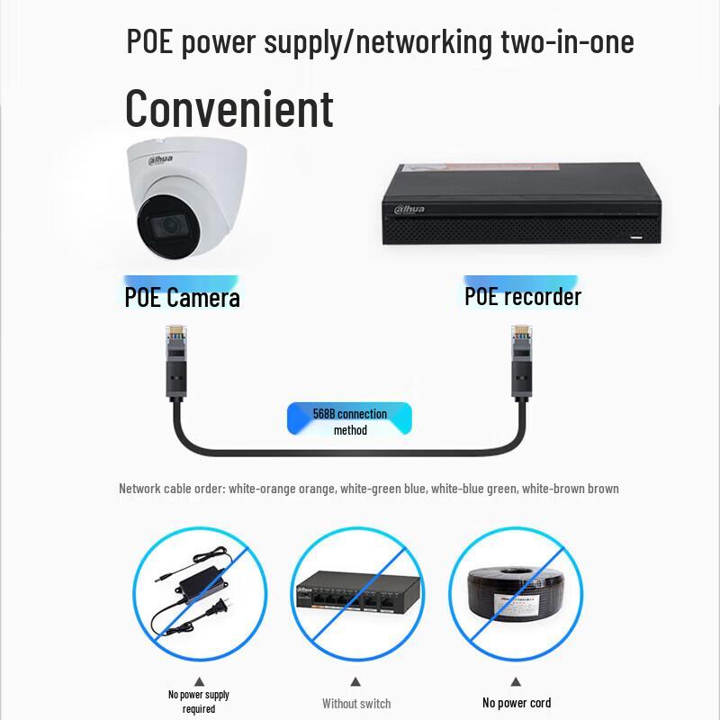 Dahua 8MP 4K Starlight PoE Dome Network Security Camera CN plug (adapter included)