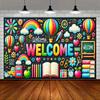 2D-Ebene, willkommen im gemütlichen und lustigen Klassenzimmer, Partybanner, Hofparty, Polyesterfaser